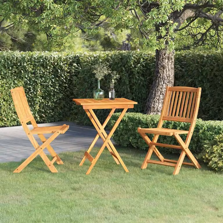 Set da pranzo da giardino vidaXL in legno di acacia marrone, composto da 3 pezzi pieghevoli
