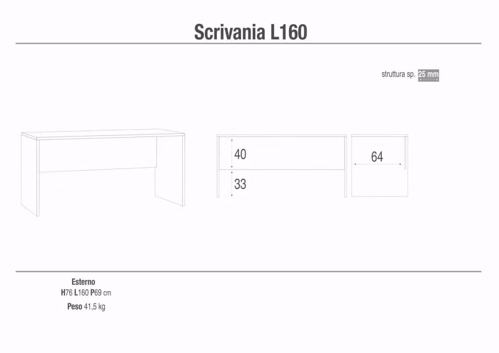 Scrivania moderna SARMOG in legno marrone L: 160 cm, P: 69 cm, H: 76 cm – 2