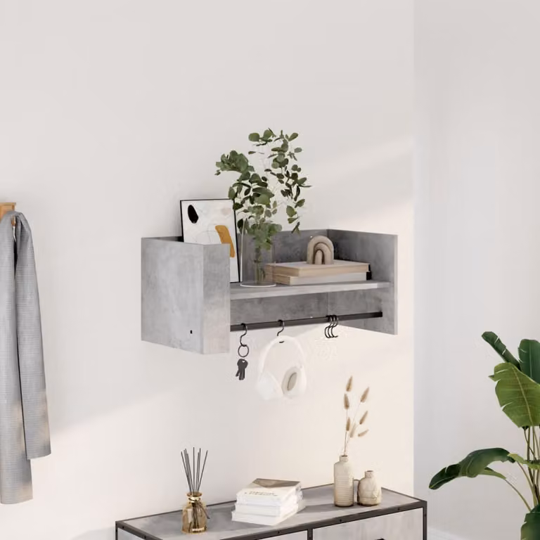 Scaffale a muro moderno vidaXL in legno e MDF grigio con pannello posteriore L 70,5 cm x P 35 cm x H 30,5 cm
