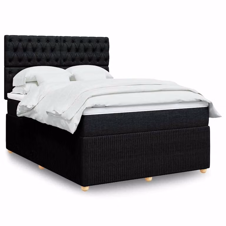 vidaXL Letto Ibrido con Giroletto a Molle e Materasso a Tasche Nero e Bianco L/P/H: 140 x 200 x 76,5 cm