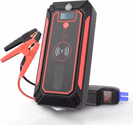 Autoboot-Mobil 10 W 2500 A con compressore - include caricabatterie, torcia a LED e sistema di segnalazione di emergenza SOS - con display LCD - blocco di sicurezza - nero.
