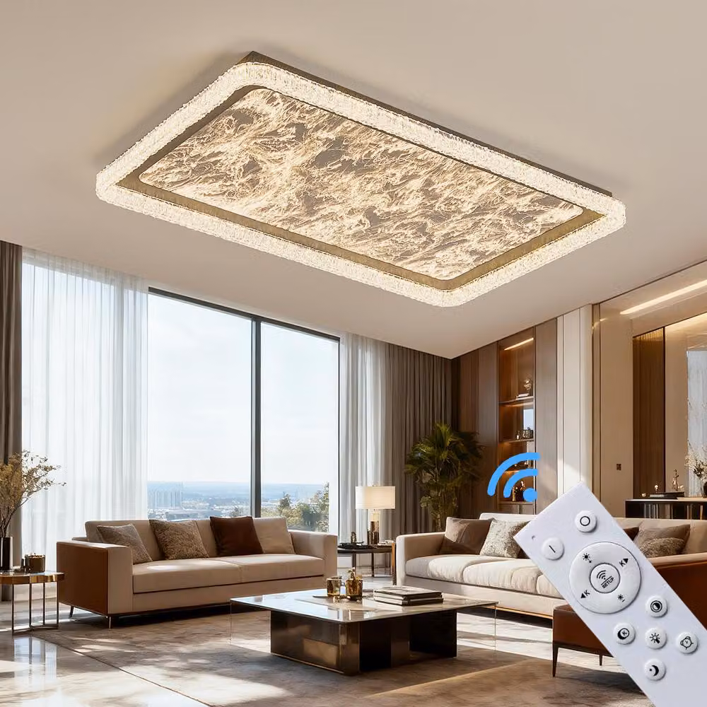 Plafoniera LED dimmerabile con telecomando, a variazione continua 3000-7000 K, a risparmio energetico e durevole, dal design moderno in bianco o nero, ideale per soggiorno, camera da letto e cucina (251-CFX-BL)