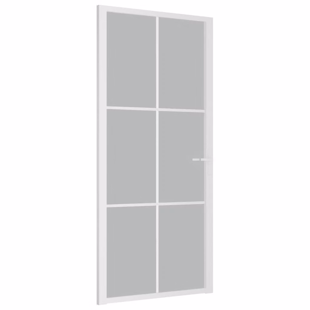 Porta interna 93x201,5 cm Vetro satinato bianco e alluminio