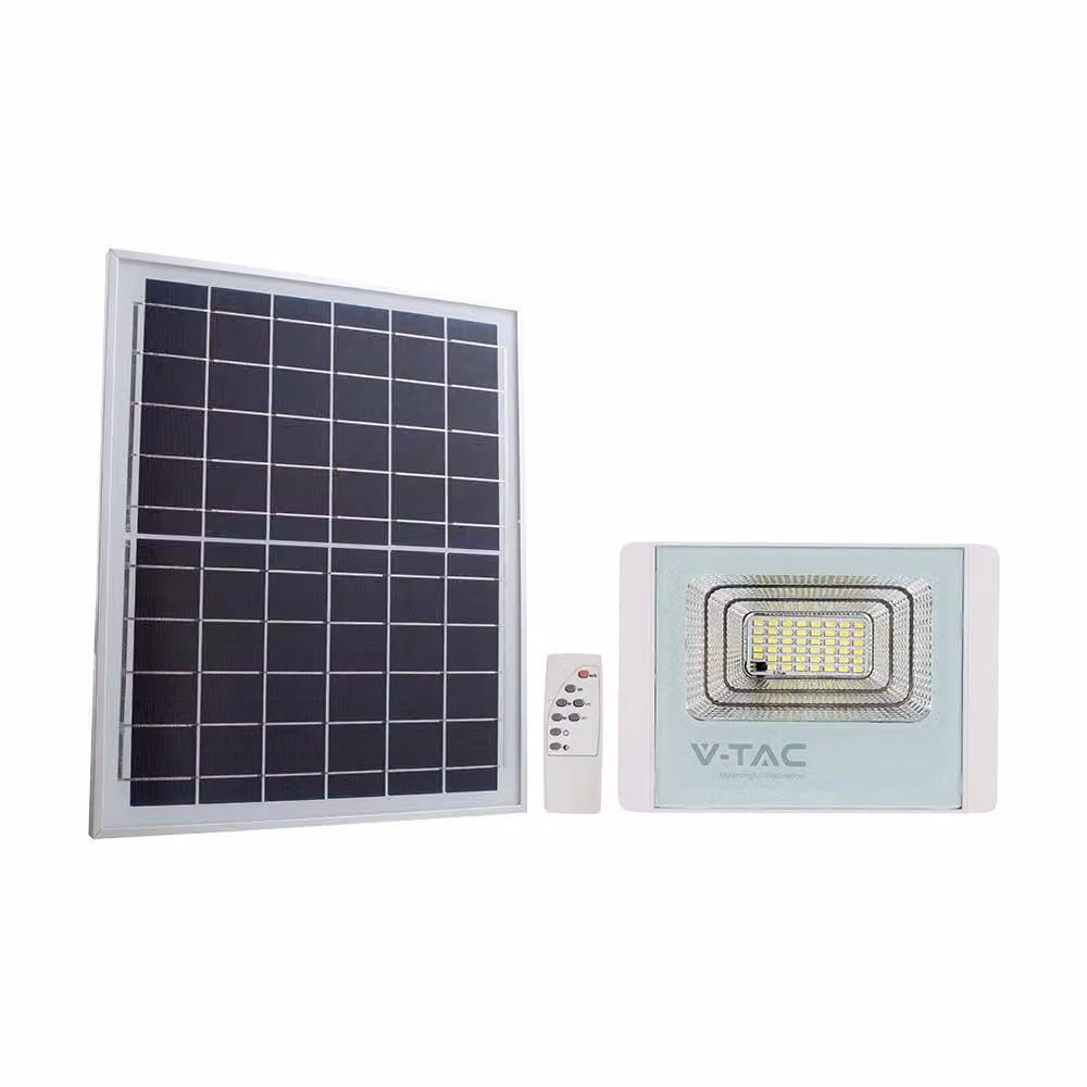 V-TAC VT-300W Faro LED con pannello solare 50W Batteria LiFePO4 colore bianco luce 6000K IP65 - 10416