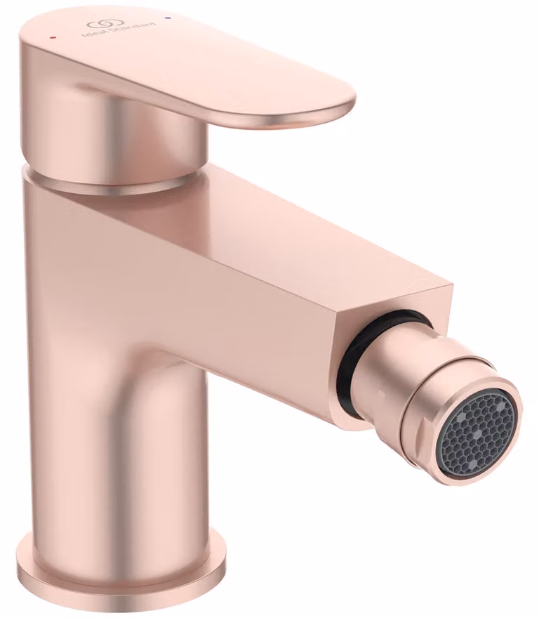 Rubinetto bidet monocomando, color rosa, con rivestimento in polvere, a foro singolo, in ottone