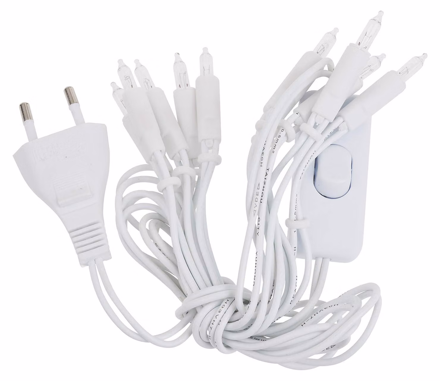 Catena luminosa a LED con interruttore, 10 lampadine a luce calda, 1,5 metri, realizzata in plastica