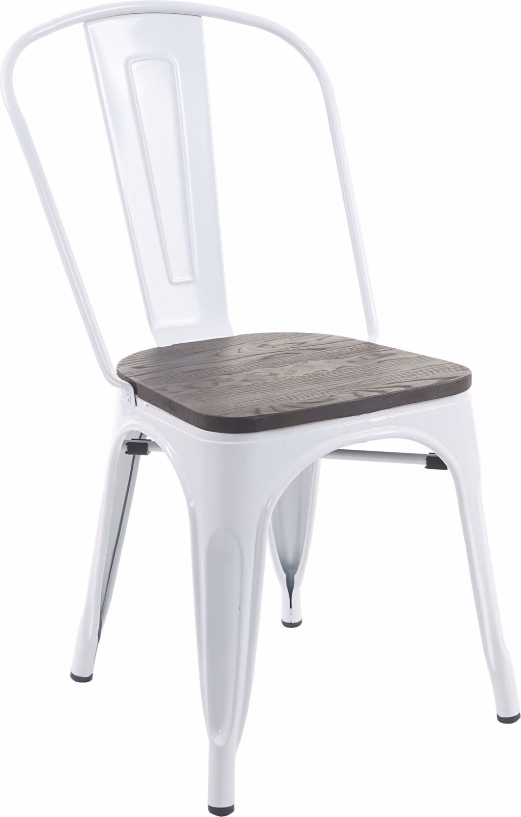 Sedia HWC-A73 con seduta in legno, sedia bistrot impilabile, design industriale in metallo impilabile ~ bianco