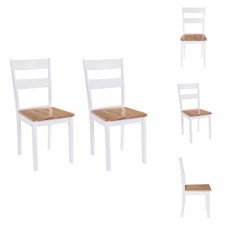 vidaXL Sedie da pranzo 2 pz. Legno di gomma bianco in legno massiccio - Sedie da pranzo