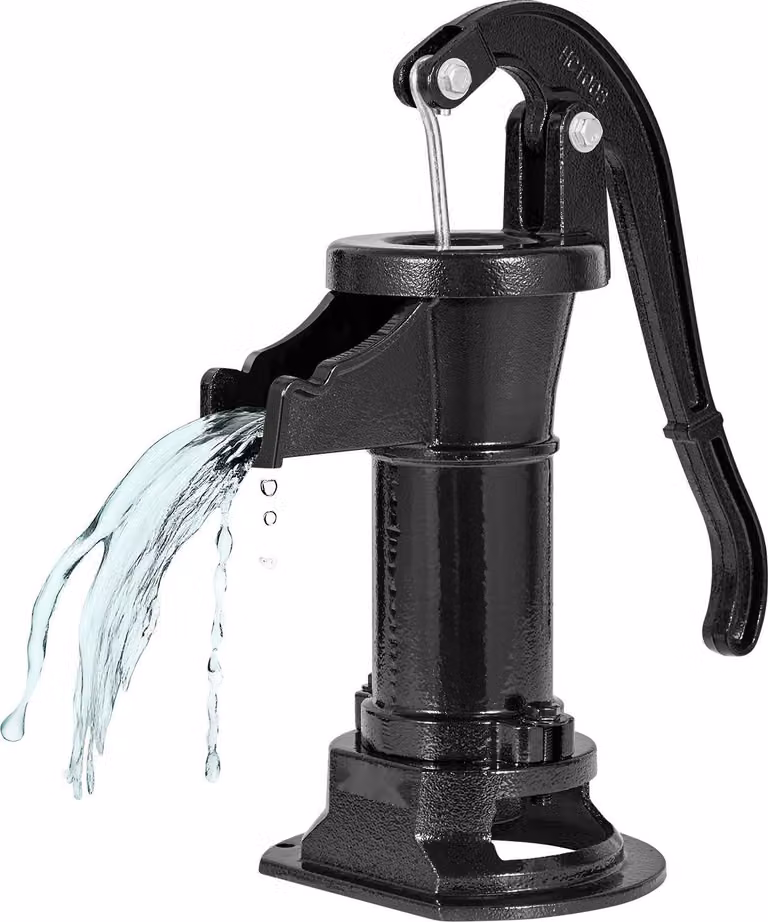 Pompa a bilanciere antica nostalgica - Pompa per pozzo Pompa manuale - In ghisa - Prevalenza 7,6 m - Attacco NPT 3,2 cm - Per giardino, laghetto, cortile - Nera