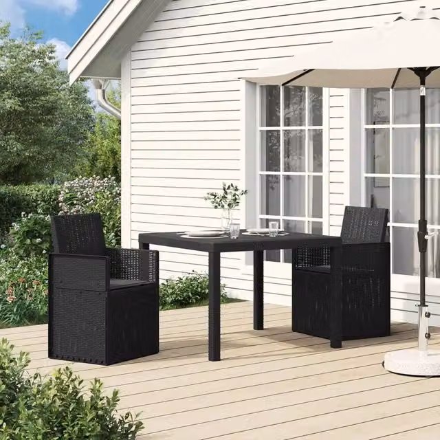 Set di 2 sedie da giardino moderne vidaXL in plastica resistente alle intemperie, colore antracite con braccioli – 1