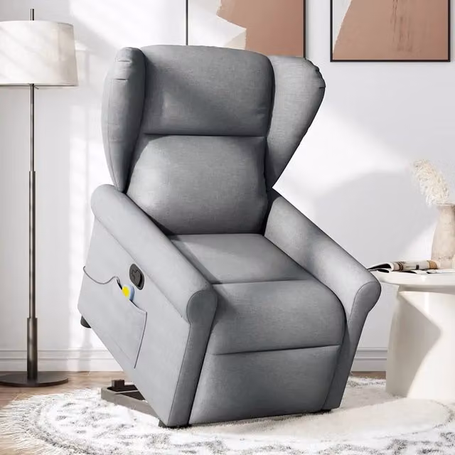 Poltrona Alzapersona Reclinabile con Assistenza Elettrica vidaXL Grigio con Braccioli e Imbottitura in Schiuma – 1
