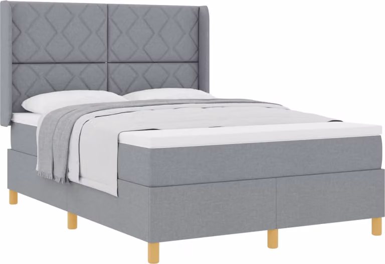 Letto a molle con materasso Grigio chiaro 160 x 200 cm Tessuto
