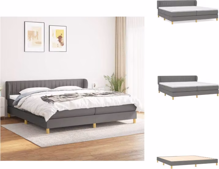 vidaXL Letto a molle con materasso grigio scuro 200x200 cm in tessuto - Letti & strutture letto