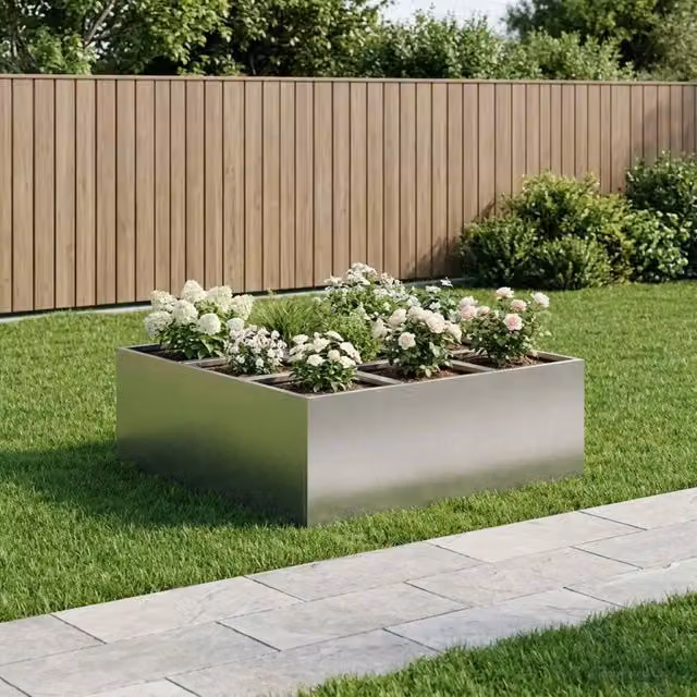 Vaso da giardino Argento 100 x 100 x 50 cm Acciaio Inox 8005761