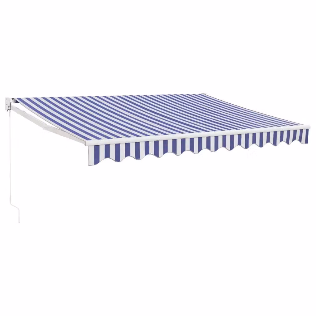 Tenda da sole retrattile Videx con bracci a scomparsa in alluminio e tessuto in poliestere, Blu e Bianca, L: 350 cm, P: 250 cm – 2