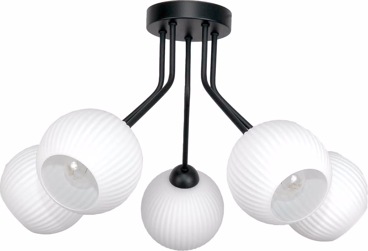 Lampada Da Soffitto Plafon Vetro Nero Bianco 15-210 Italiana