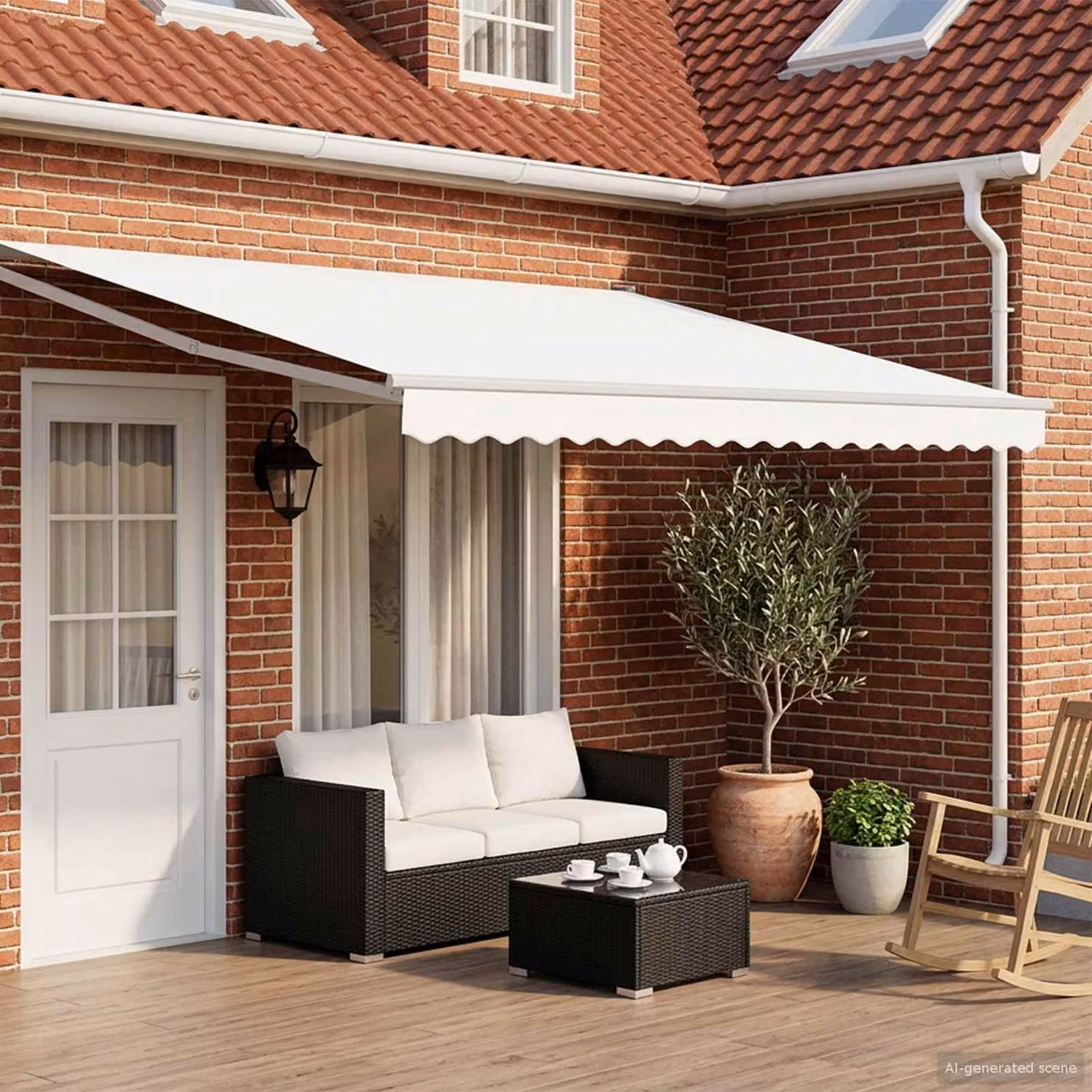 vidaXL Tenda retrattile manuale con LED Bianco L: 4 m, P: 3 m