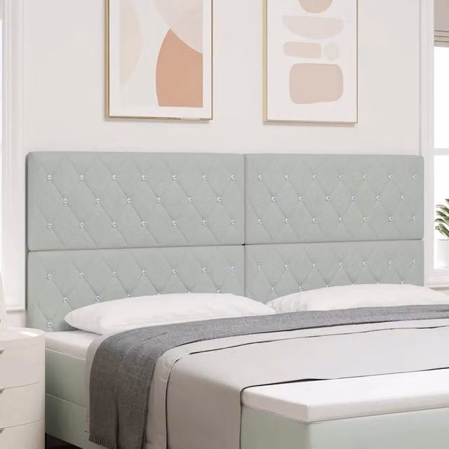 Testiera per letto vidaXL in velluto grigio con struttura in legno di pino, larghezza 200 cm