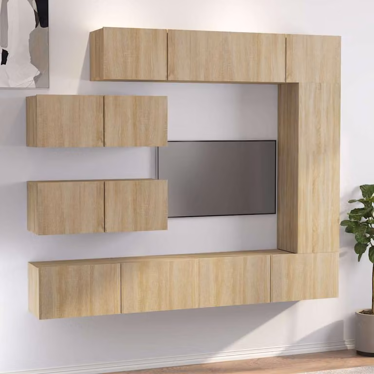 Set di Mobili Porta TV 7 pz vidaXL in Legno Multistrato Rovere Sonoma