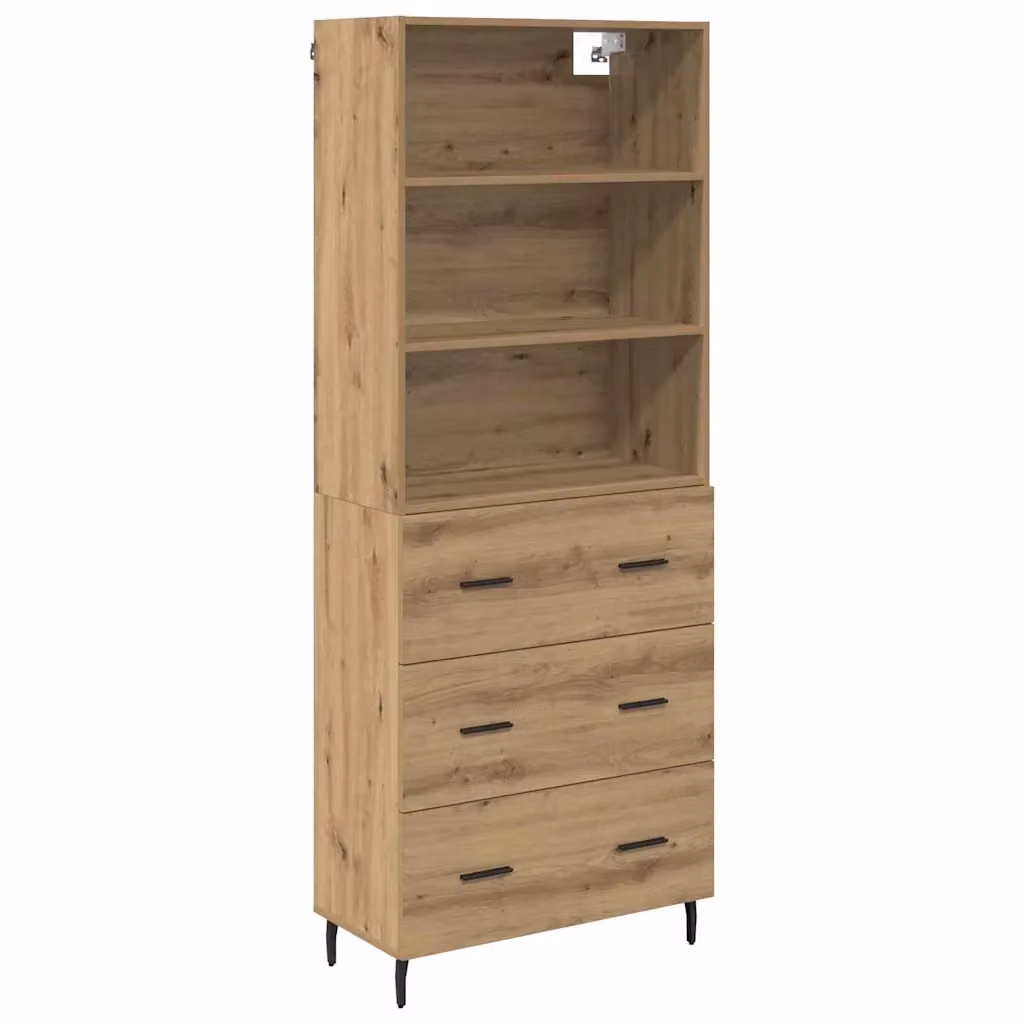 Set di 2 credenze moderne vidaXL in rovere marrone con ripiani interni e ante con cassetti, L: 69,5 cm, P: 32,5 cm, H: 180 cm – 2