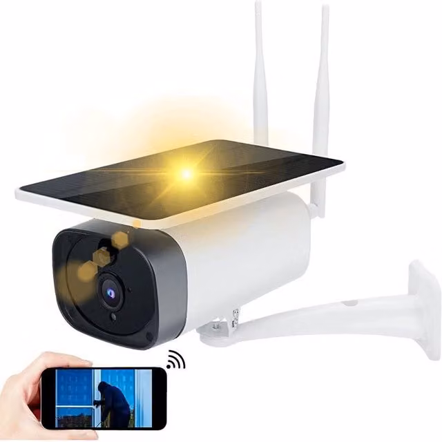 Telecamera di sorveglianza CCTV Trade Shop Traesio 1080p con pannello solare, Wifi e visione notturna, colore bianco – 1
