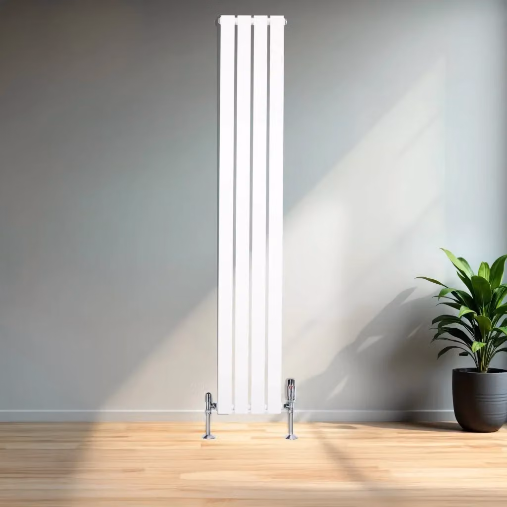 Radiatore Verticale in Acciaio Monster Group BV Bianco H: 180 cm, L: 28 cm, con Valvola Termostatica TRV e Staffa a Parete – 2
