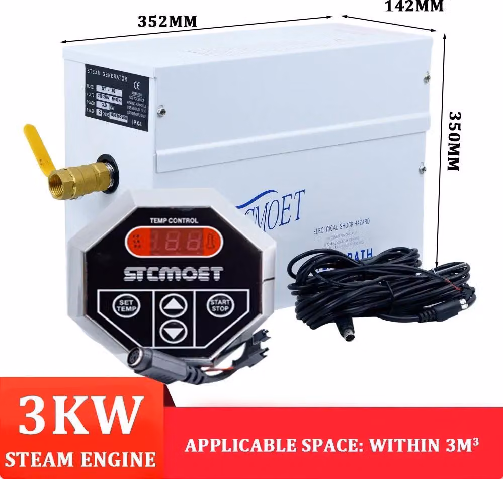 Generatore di vapore per sauna - ST30, 3 kW, 220 V - Adatto per saune domestiche e docce a vapore - Controllo digitale - Vapore saturo - Ideale per bagno e spa