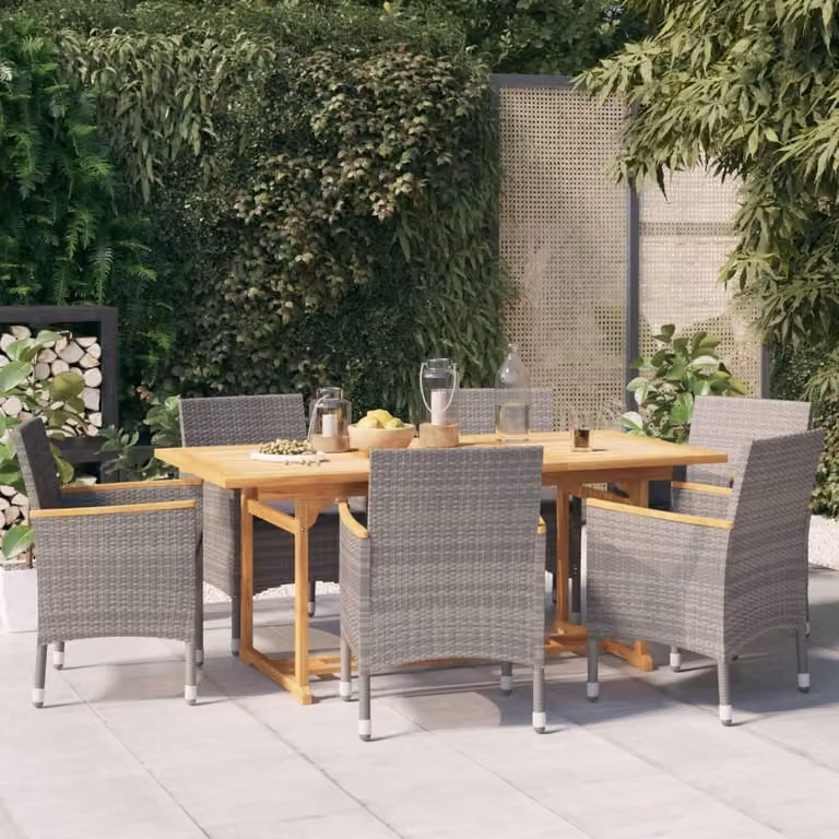 Maison Exclusive - Set da pranzo da giardino da 7 pezzi con cuscini grigi