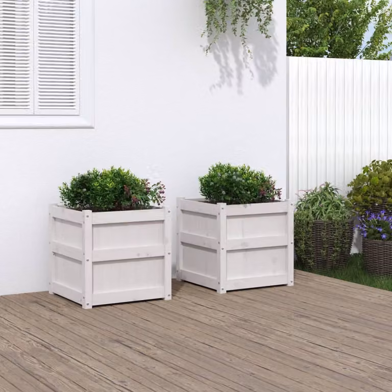 Set di 2 fioriere da giardino vidaXL in legno di pino bianco