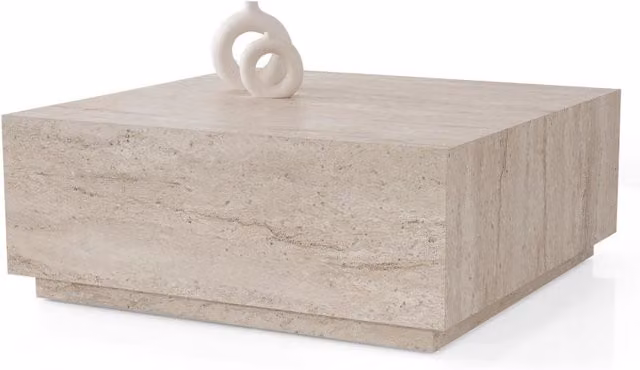 Tavolino da caffè in legno "Lizbon" - 90 x 90 x 35 cm - Travertino