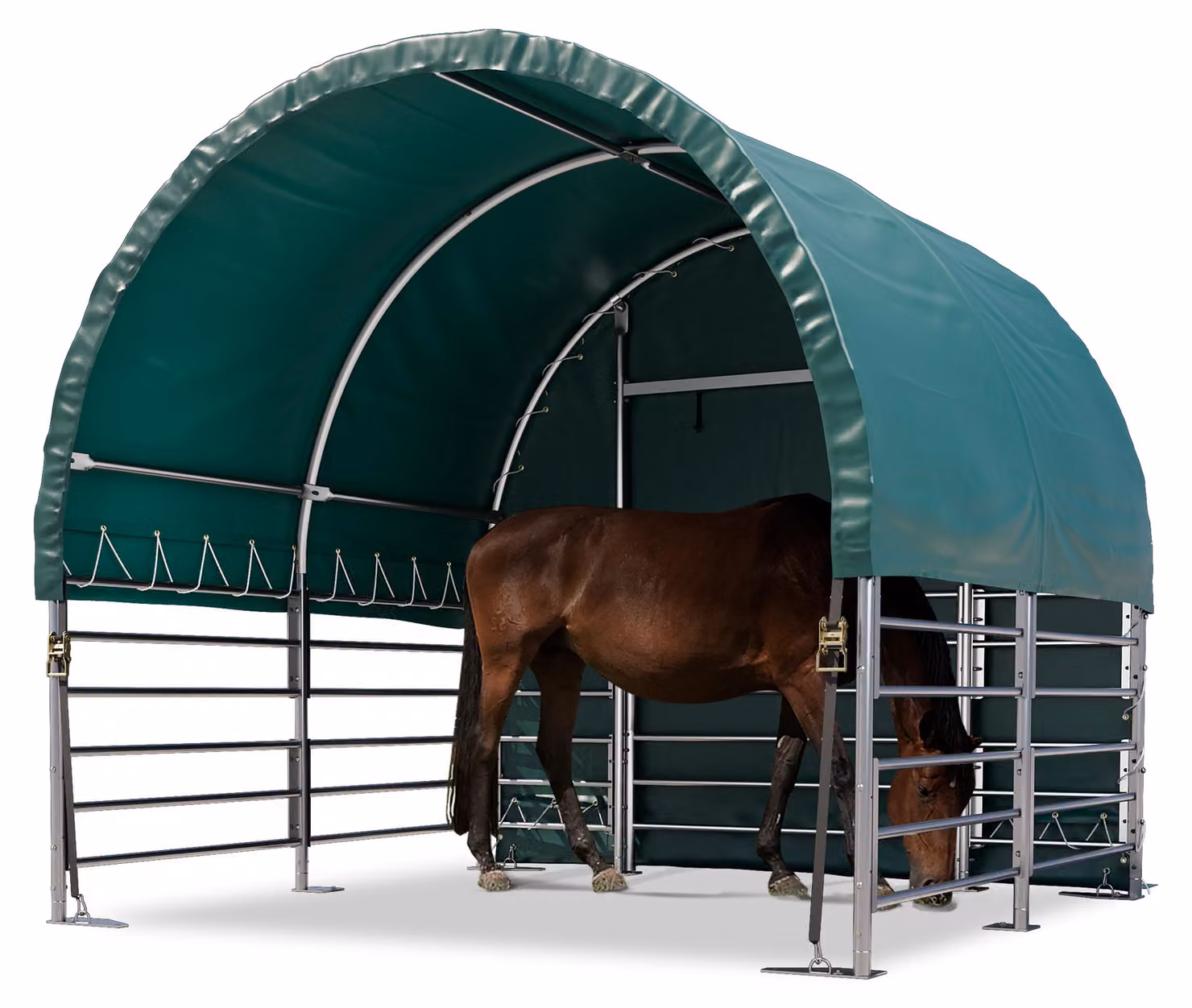 TOOLPORT Box Cavalli 3x3 m telo in PVC 2300 Newton tenda da pascolo - fissaggio per terreno - aperto sul davanti - verde