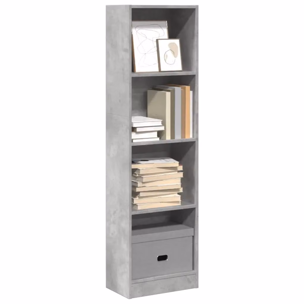 Libreria moderna vidaXL in MDF grigio opaco con pannello posteriore, L 40 cm x P 24 cm x H 143 cm