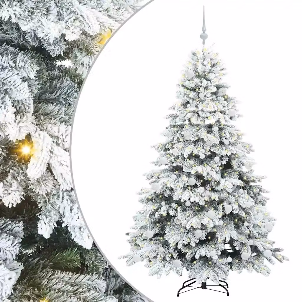 Albero di Natale artificiale bianco vidaXL con 300 LED luce calda in PE e PVC, Altezza: 180 cm – 2