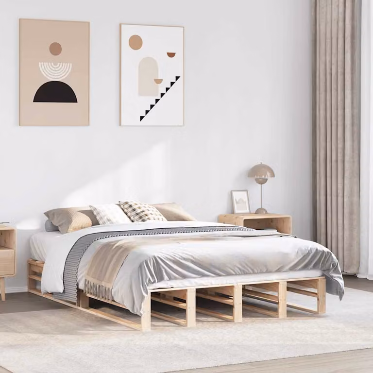 Letto senza materasso vidaXL in legno massello di pino rustico L: 120 cm, P: 190 cm
