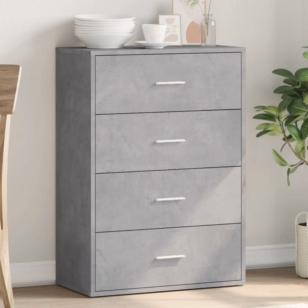 Credenza moderna vidaXL in legno multistrato e MDF, colore grigio, L 60 cm x P 31 cm x H 84 cm