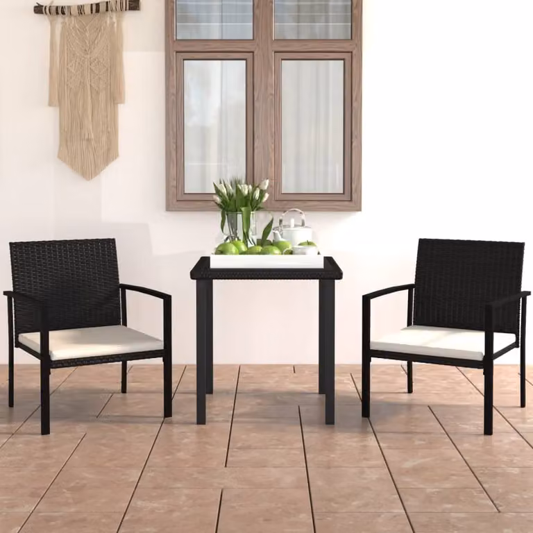 Maison Exclusive - Set da pranzo da giardino a 3 pezzi in rattan sintetico nero