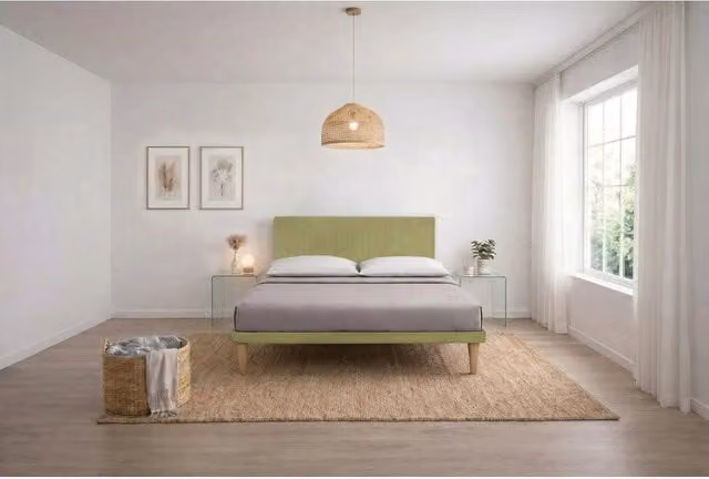 Letto imbottito Letto Matrimoniale alla Francese 140x200 cm Vertical - Con rete,Microfibra,Tè verde