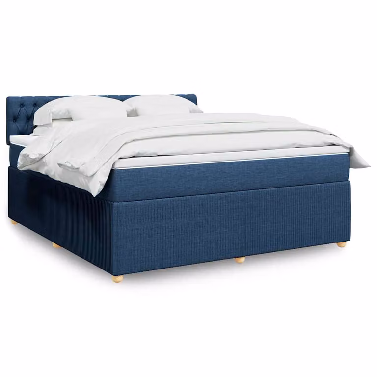 vidaXL Letto Ibrido con Giroletto a Molle e Materasso Blu e Bianco L/P/H: 180 x 200 x 100,5 cm