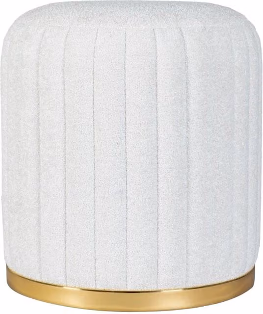 Pouf Doric KENDRA HOME bianco e oro in tessuto con base metallica cilindrica – 1