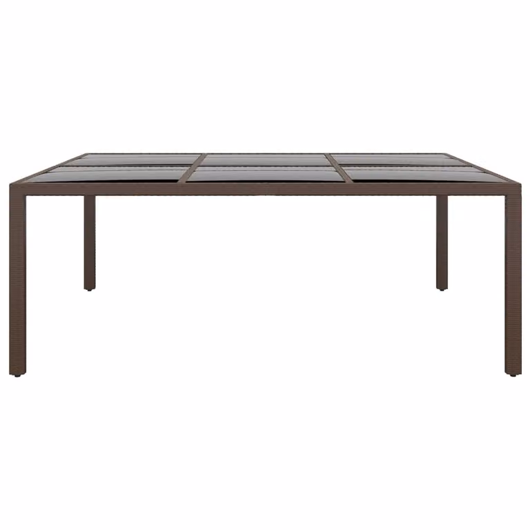 vidaXL Tavolo da giardino con piano in vetro marrone 200x150x75 cm in rattan