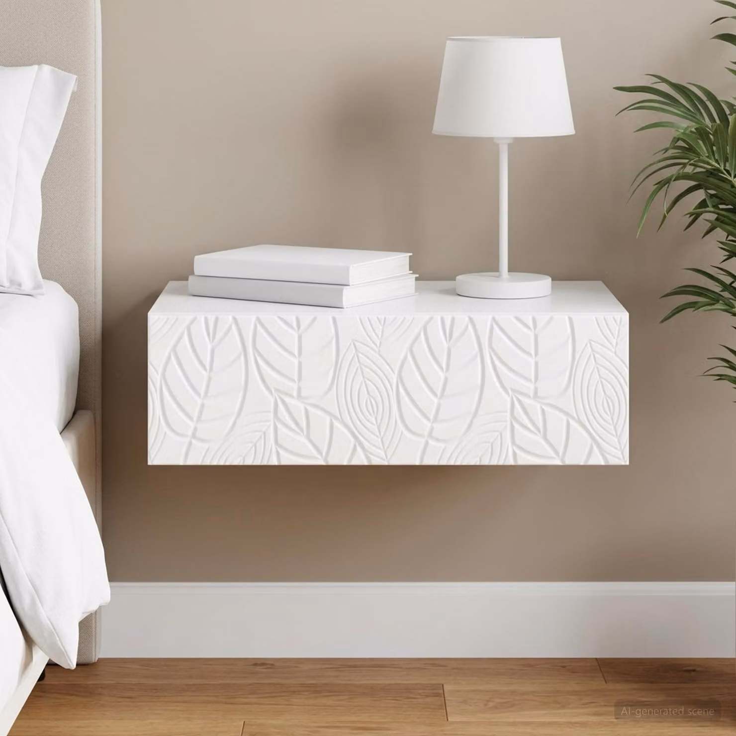 vidaXL Tavolino da Parete Laterale Moderno Bianco L: 59 cm, P: 34,5 cm, H: 17 cm