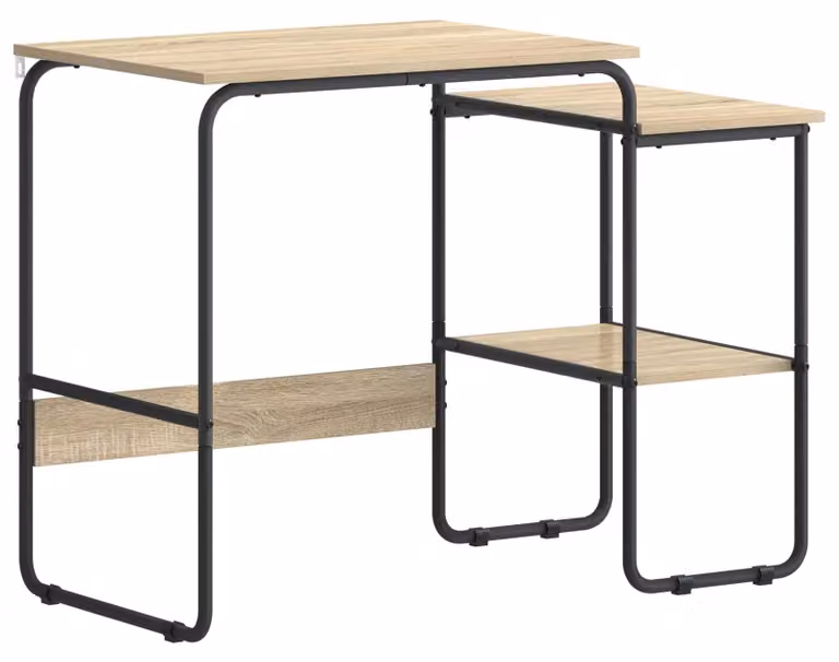 Scrivania con spazio contenitivo in legno effetto Sonoma, dimensioni 100 x 50 x 75 cm