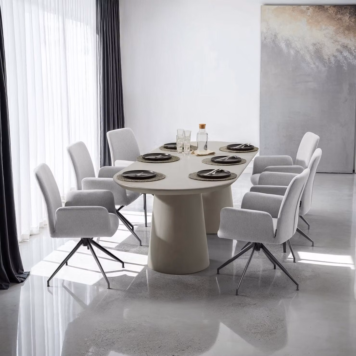 Set di 2 sedie girevoli con braccioli Daya TecTake GmbH, grigio, imbottite in tessuto – 3