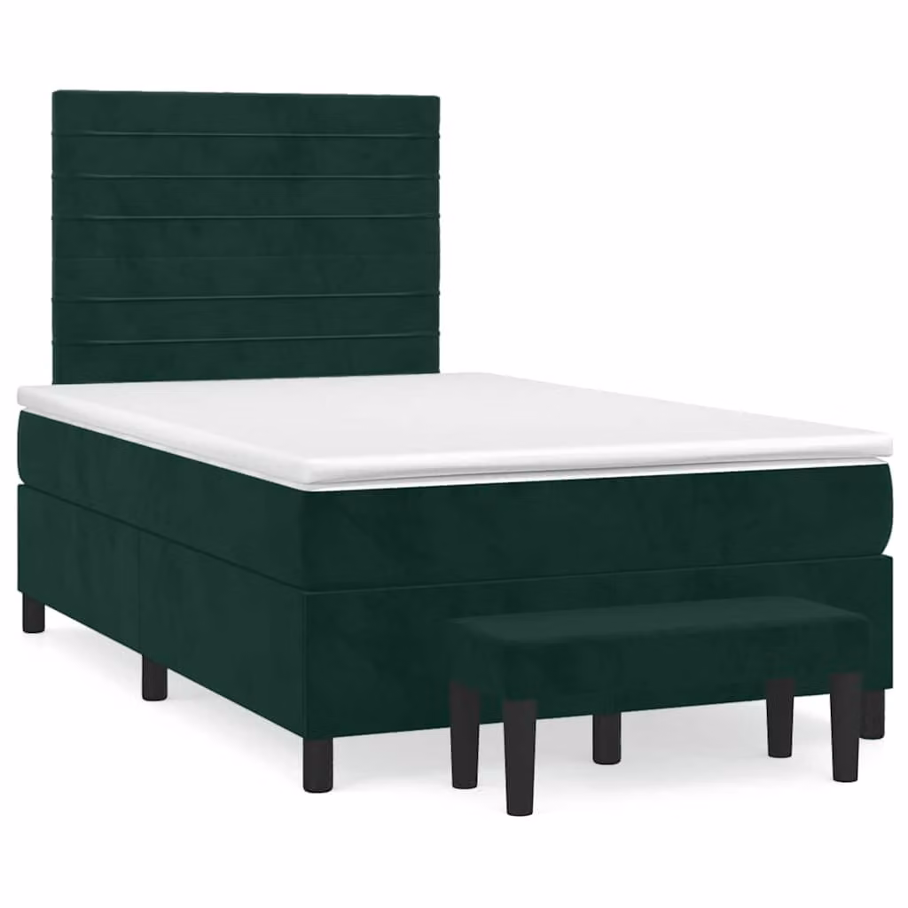 Giroletto a Molle con Materasso Ibrido vidaXL in Velluto Verde e Bianco L/P/H: 120 x 193 x 128 cm