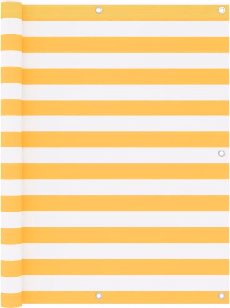 The Living Store Paravento per balcone bianco e giallo 120x600 cm Tessuto Oxford