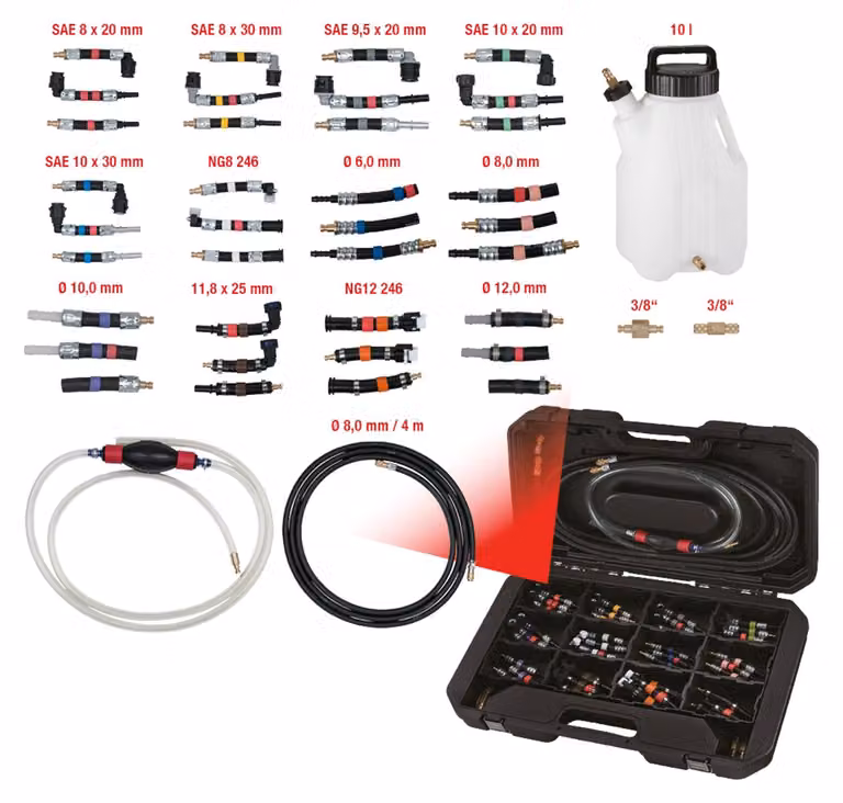 KS TOOLS Kit per il controllo e la pulizia del sistema di alimentazione 43 pezzi - 150.1860