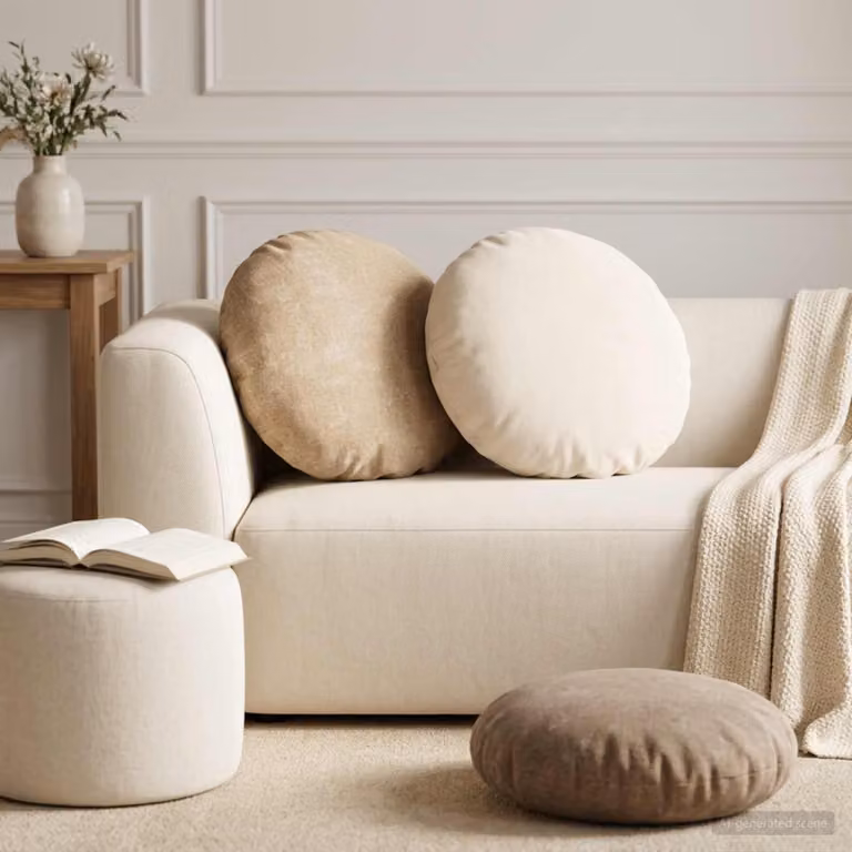 Set di 2 federe rotonde vidaXL HEERLEN in tessuto chenille marrone e beige, Ø 50 cm