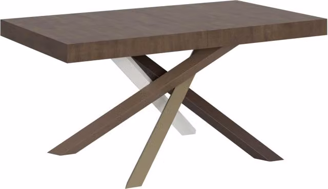 Tavolo allungabile moderno Bs Com in finitura noce con telaio a X L/P/H: 160 x 90 x 77 cm (estendibile fino a 264 cm) – 1