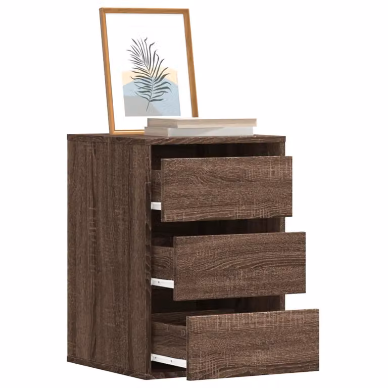 Cassettiera d'angolo vidaXL in legno multistrato e MDF, colore rovere marrone, L 40 cm x P 41 cm x H 58 cm