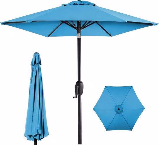 Ombrellone da terrazza in acciaio - Diametro 228 cm - Blu